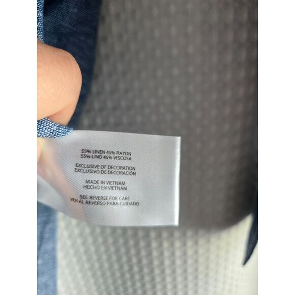 GAP Womens Top Size M Blue Linen Blend Long Sleeve NWT Fall Winter Work Career - Picture 6 of 7